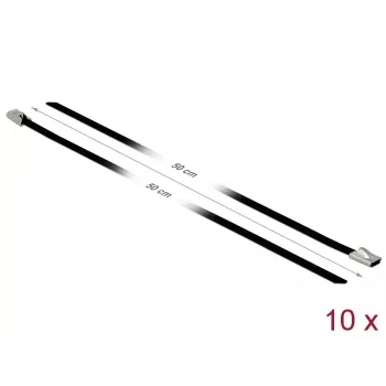 Fascetta fermacavi DeLOCK 18812 acciaio nero 500 mm 10 pezzi