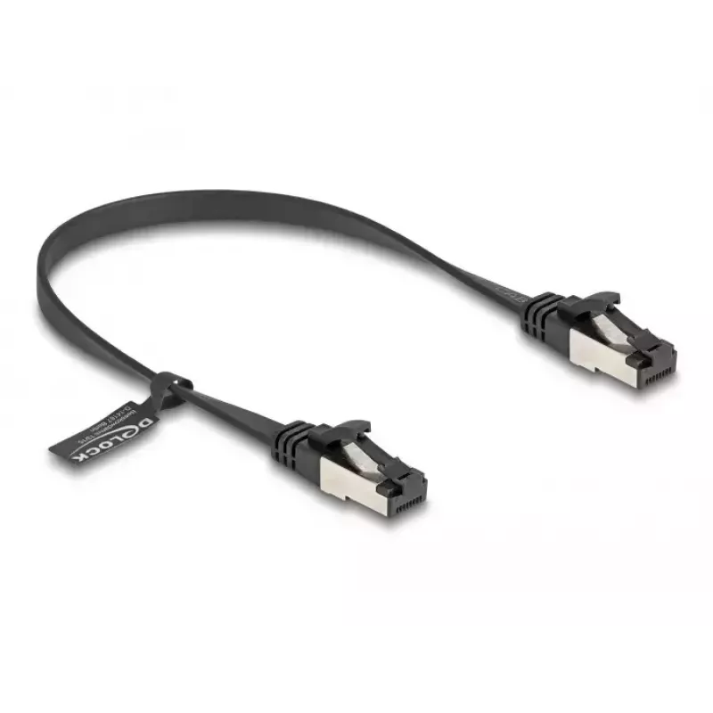 Cavo di rete DeLOCK RJ45 patch piatto maschio a maschio Cat.8.1 0,25 m nero
