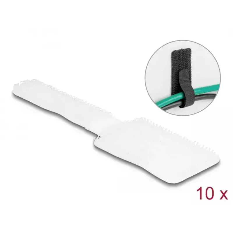 Fermacavi mini in velcro DeLOCK L 90 mm x P 24 mm autoadesivo 10 pezzi bianco