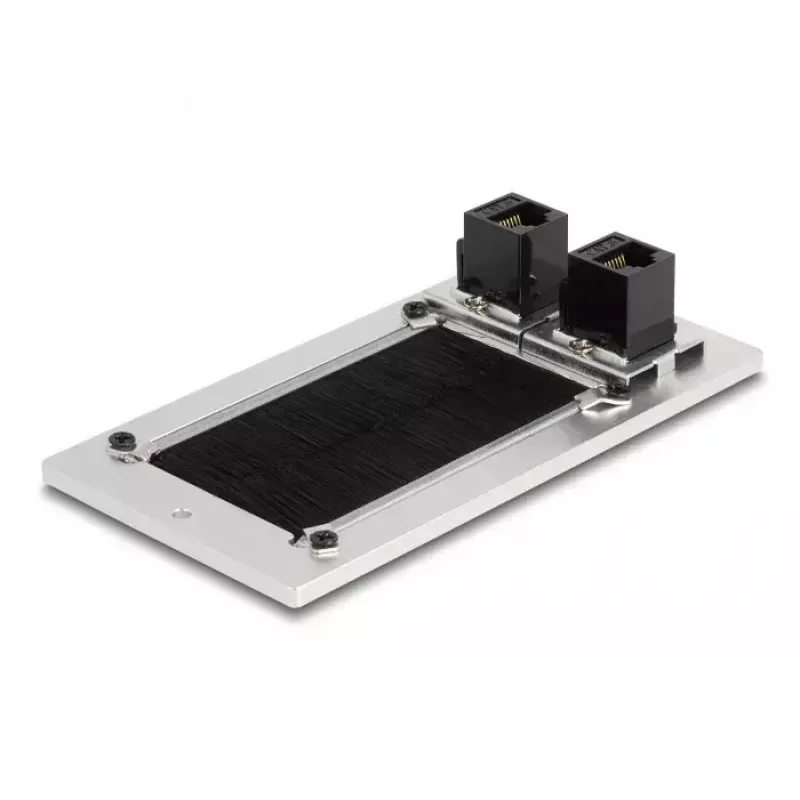 Passacavo DeLOCK con spazzola e 2 x modulo keystone RJ45 Cat.6 alluminio