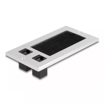 Passacavo DeLOCK con spazzola e 2 x modulo keystone RJ45 Cat.6 alluminio