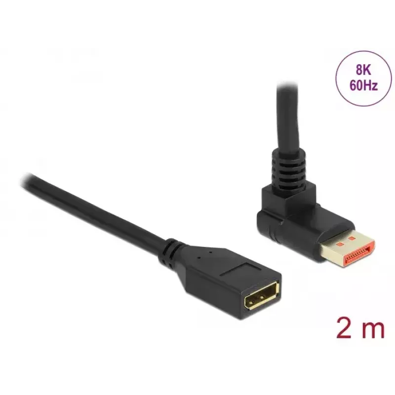 Prolunga DisplayPort DeLOCK 90° piegata verso l'alto 8K 60 Hz 2 m