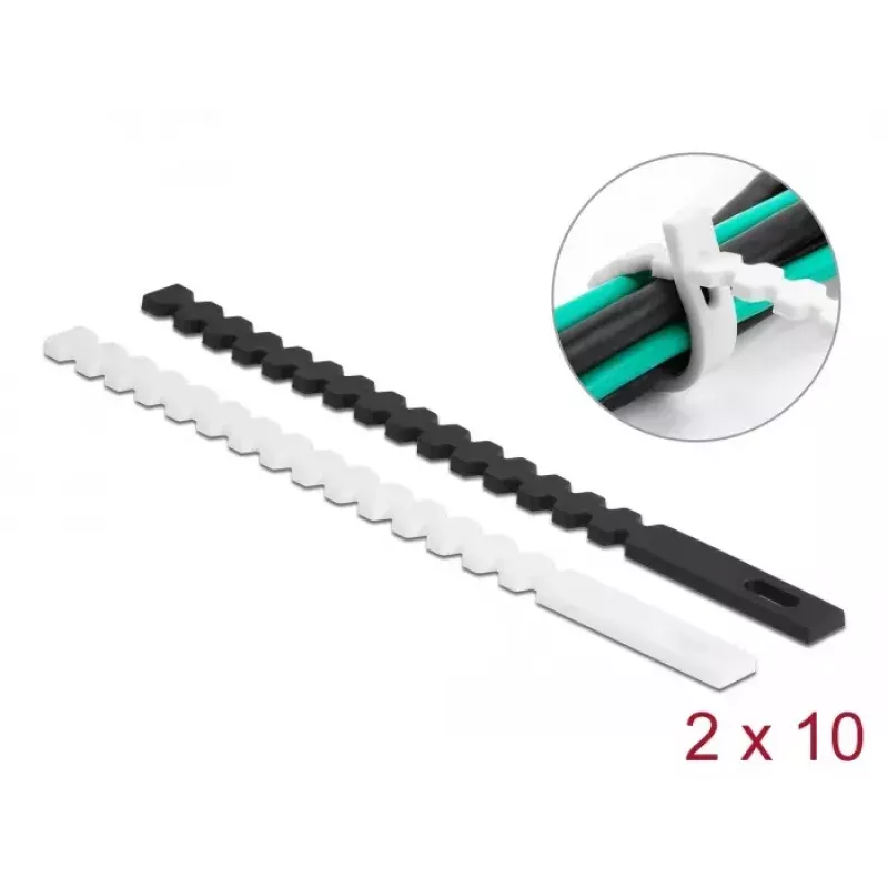 Fascetta riutilizzabile DeLOCK 19002 flessibile riutilizzabile 20 pezzi nero bianco
