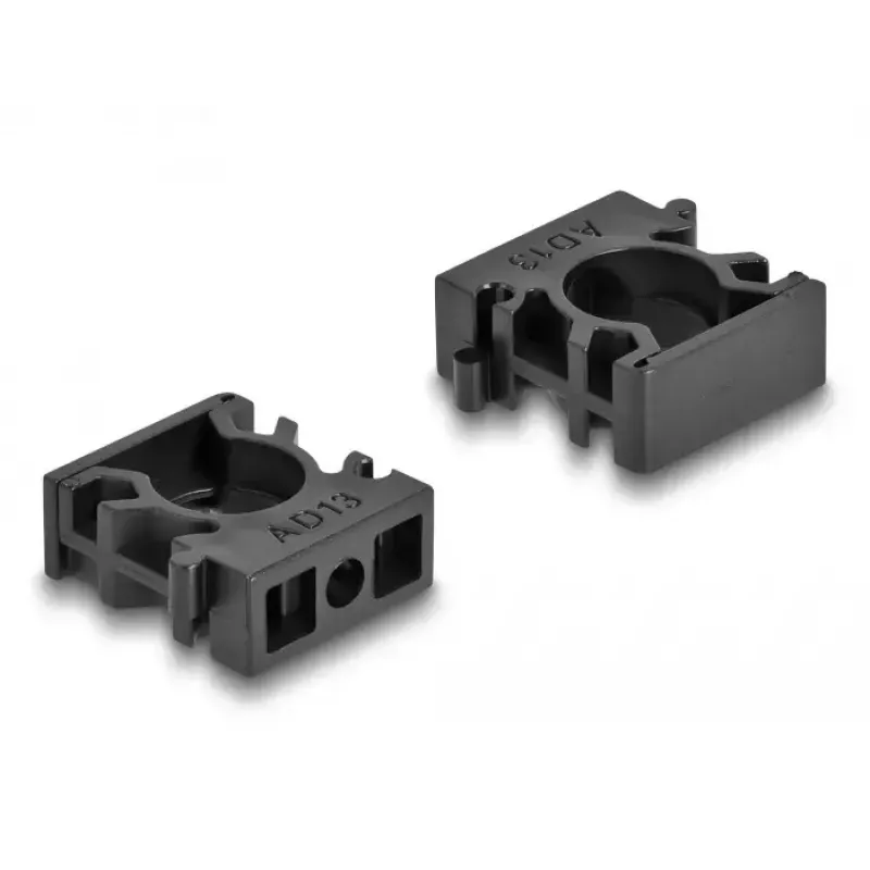Delock 60482 Supporto per tubo cavi con clip di bloccaggio, 13 mm, 8 pz., nero