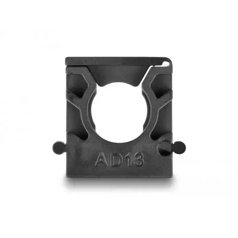 Delock 60482 Supporto per tubo cavi con clip di bloccaggio, 13 mm, 8 pz., nero