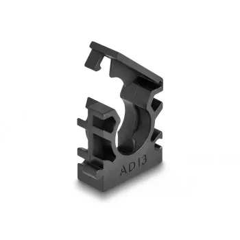Delock 60482 Supporto per tubo cavi con clip di bloccaggio, 13 mm, 8 pz., nero