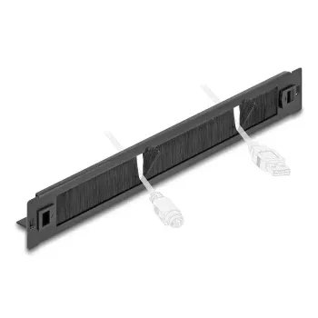 Barra con spazzola DeLOCK 66552 nero metallo larghezza 48 mm profondità 482 mm altezza 44,4 mm