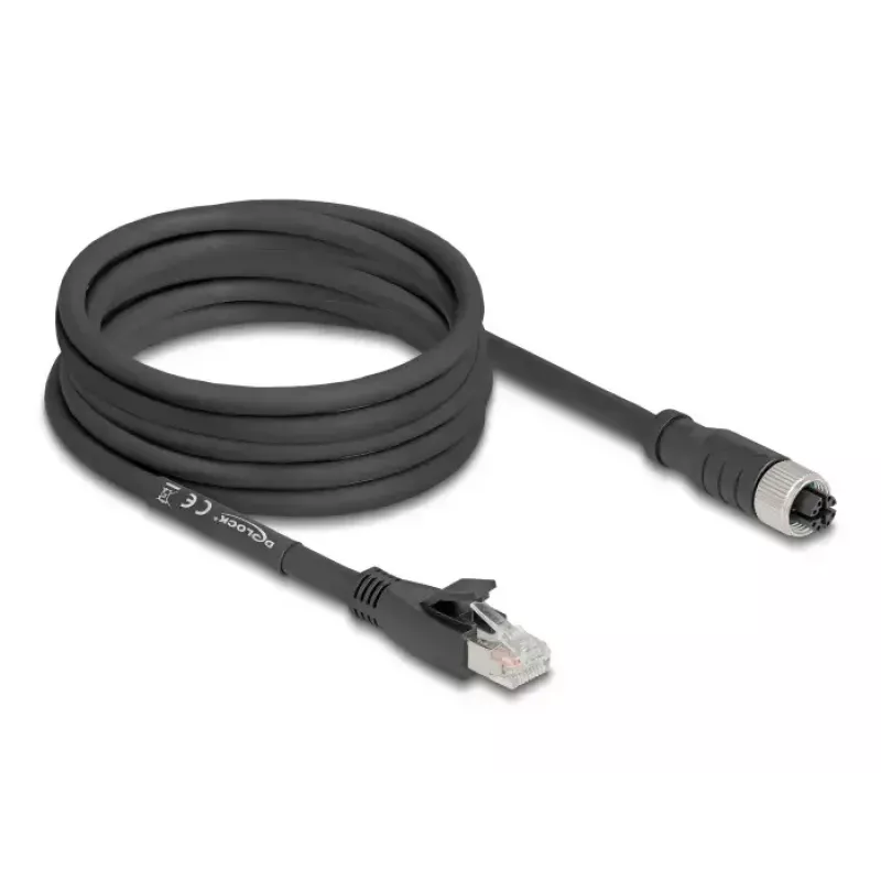 Cavo di rete DeLOCK 80594 M12 su RJ-45 Cat5e 5 m nero