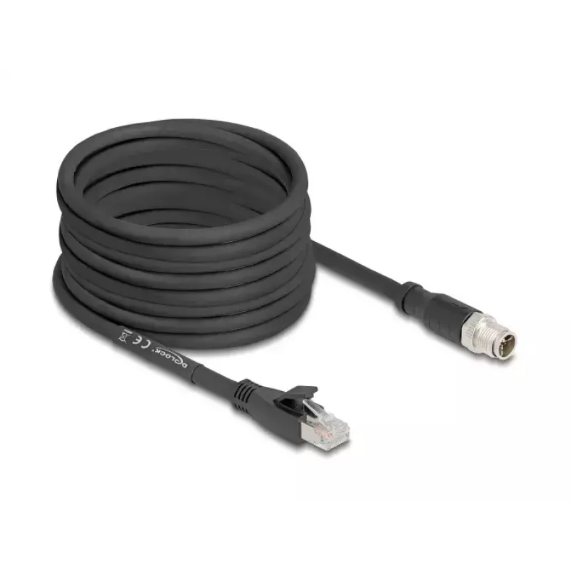 Cavo di rete DeLOCK 80586 M12 su RJ-45 Cat5e 10 m nero