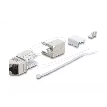 Delock 90937 Modulo Keystone da RJ45 a LSA Cat.6A, angolato a 45 gradi, schermato, passaggio cavo a 90 gradi, senza attrezzi