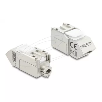 Delock 90937 Modulo Keystone da RJ45 a LSA Cat.6A, angolato a 45 gradi, schermato, passaggio cavo a 90 gradi, senza attrezzi