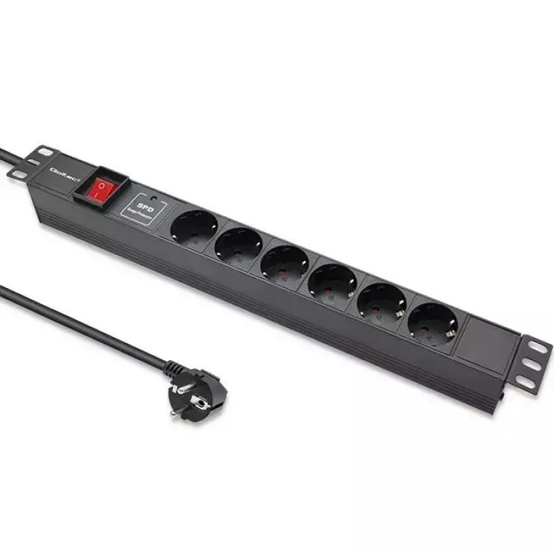 Ciabatta per RACK 19 1U QOLTEC PDU 16A 6xSCHUKO 1,8m