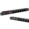 Ciabatta per RACK 19 1U QOLTEC PDU 16A 6xSCHUKO 1,8m