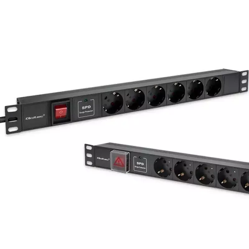 Ciabatta per RACK 19 1U QOLTEC PDU 16A 6xSCHUKO 1,8m