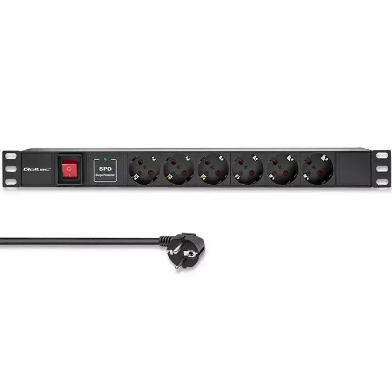Ciabatta per RACK 19 1U QOLTEC PDU 16A 6xSCHUKO 1,8m