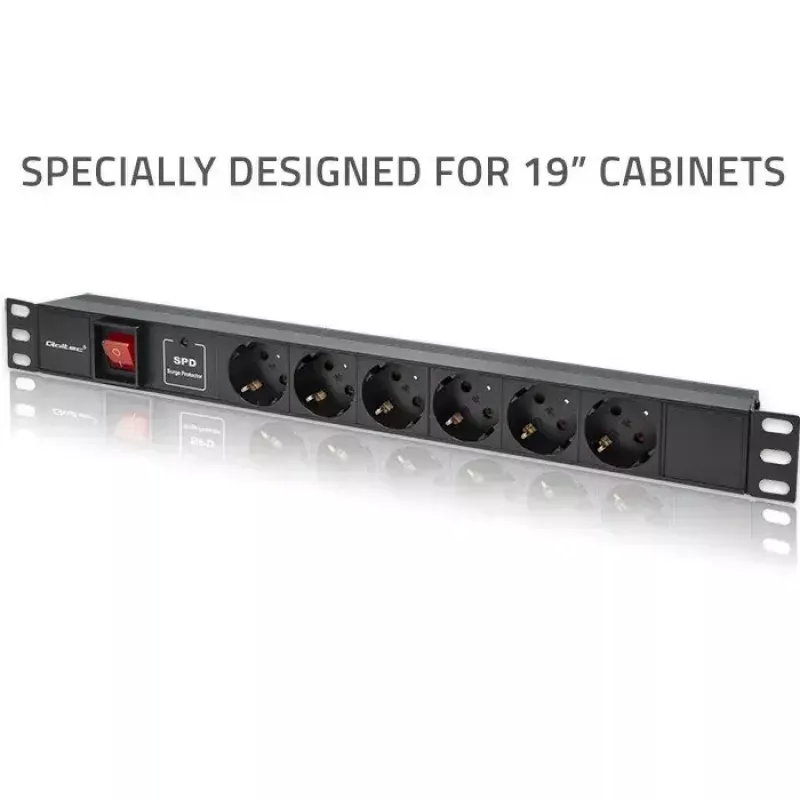 Ciabatta per RACK 19 1U QOLTEC PDU 16A 6xSCHUKO 1,8m