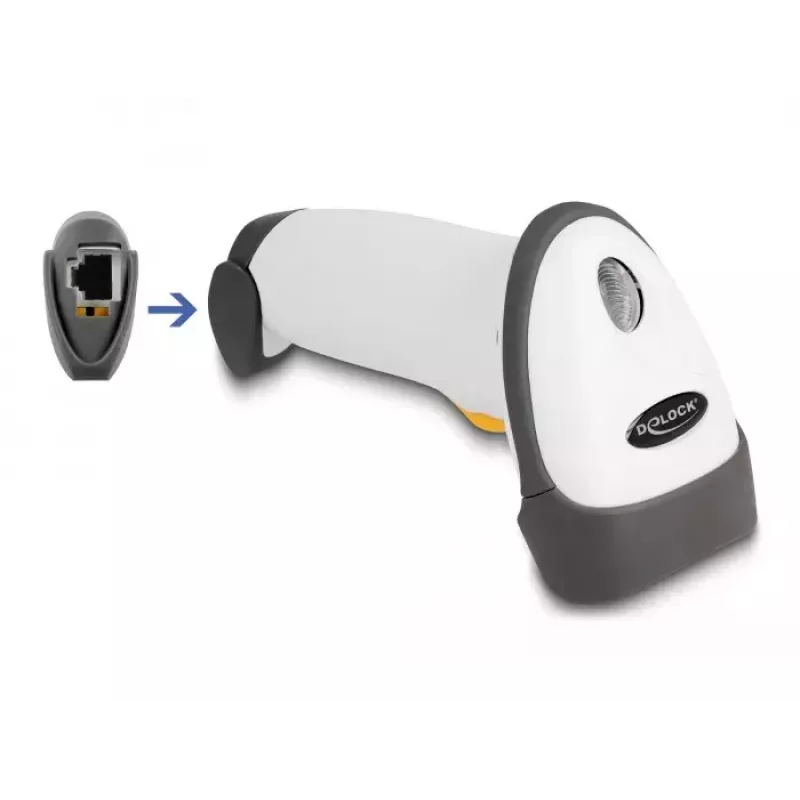 DeLOCK lettore di codici a barre USB 1D laser grigio chiaro palmare con cavo RJ-50