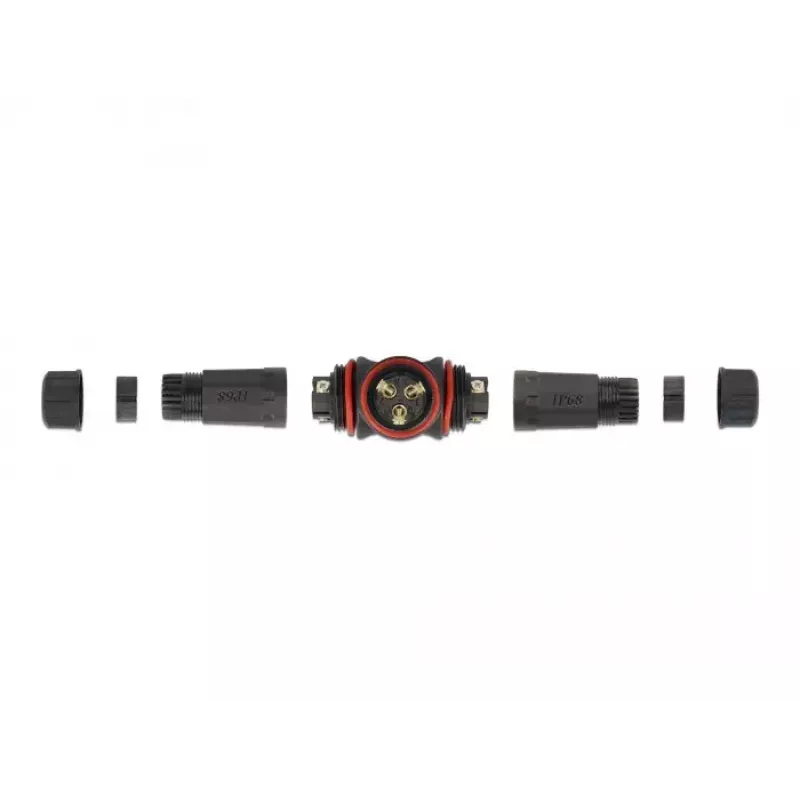Delock 86917 Connettore cavo per esterni, a T, 3 pin, IP68, a vite, nero