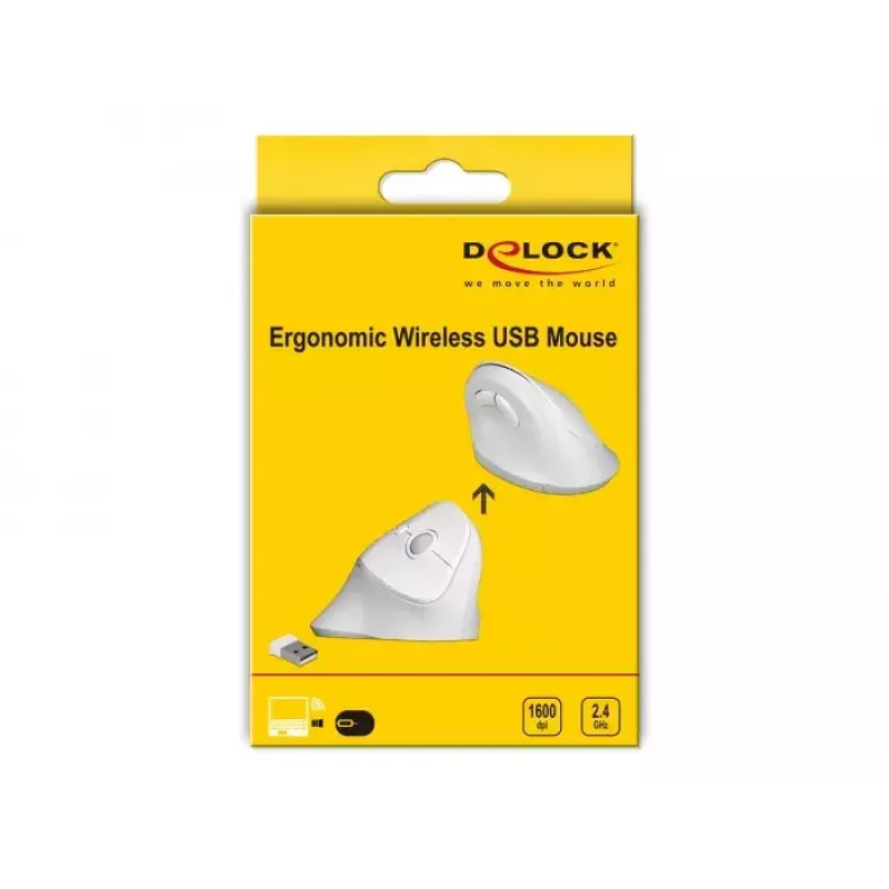 Mouse DeLOCK 12596 Office destrorso RF Wireless 1600 DPI