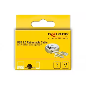 Cavo retrattile DeLOCK 85820 USB 2.0 Type-A a Micro-B Lightning