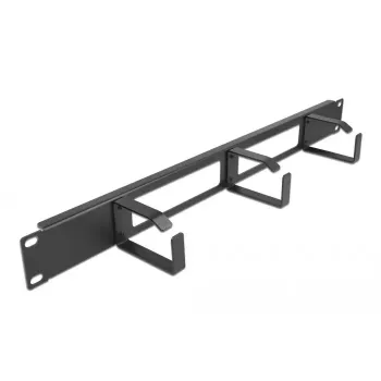 Pannello per gestione cavi DeLOCK 19 pollici 66657 nero 1U con 2 aperture e 3 ganci