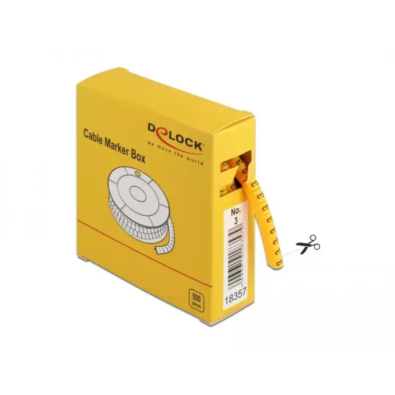 Marcatori per cavi DeLOCK 18357 giallo 500 pz.