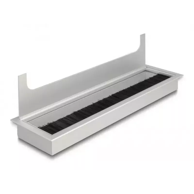 Passacavi DELOCK 66862 per scrivania, argento, 80×280×28 mm