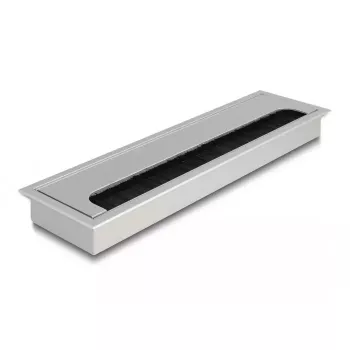 Passacavi DELOCK 66862 per scrivania, argento, 80×280×28 mm