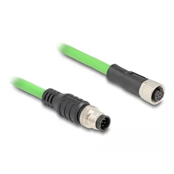 Cavo di rete DeLOCK M12 codifica A 8 poli connettore maschio su connettore femmina PUR (TPU) 1 m