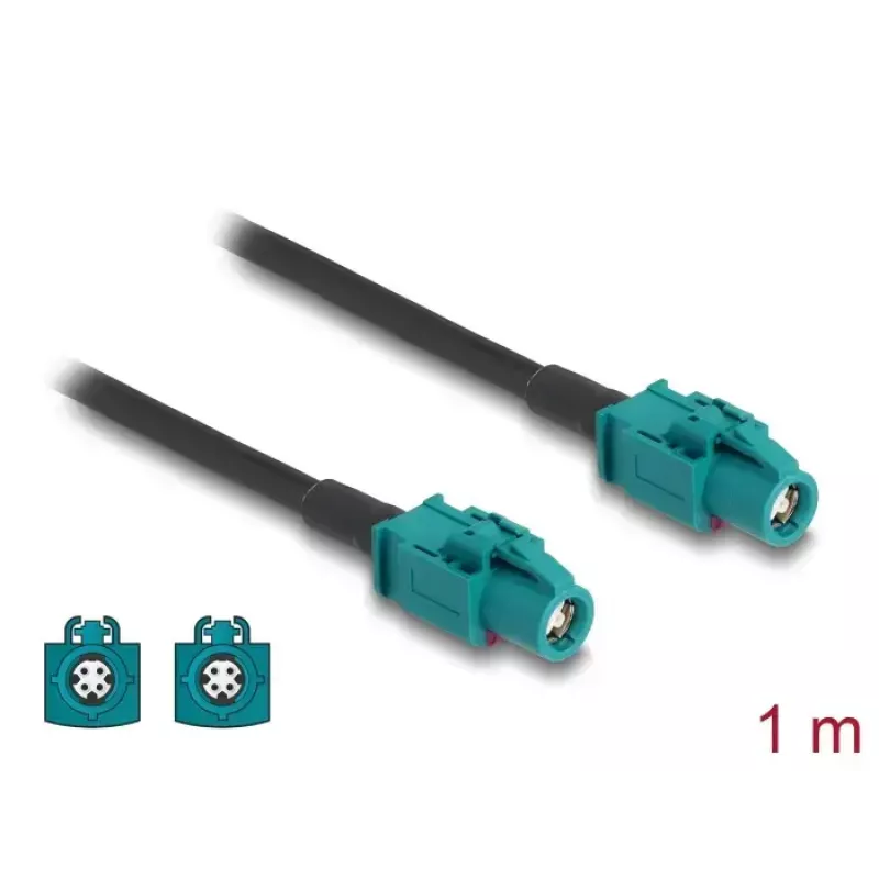 Cavo coassiale DELOCK 90680 — 1 m, HSD Z su HSD Z, nero/blu