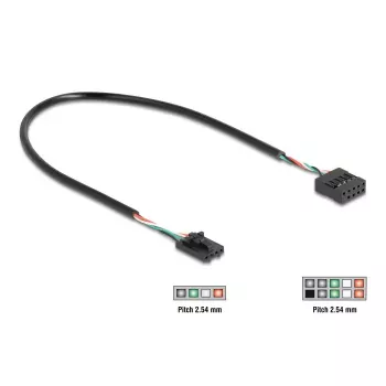 Cavo USB interno DELOCK 83025 — USB 2.0 4 pin su 10 pin, 0,03 m, nero