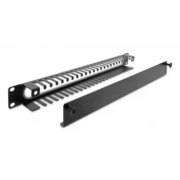 Pannello per gestione cavi DELOCK 67277 — acciaio, nero, accessorio rack 1HE