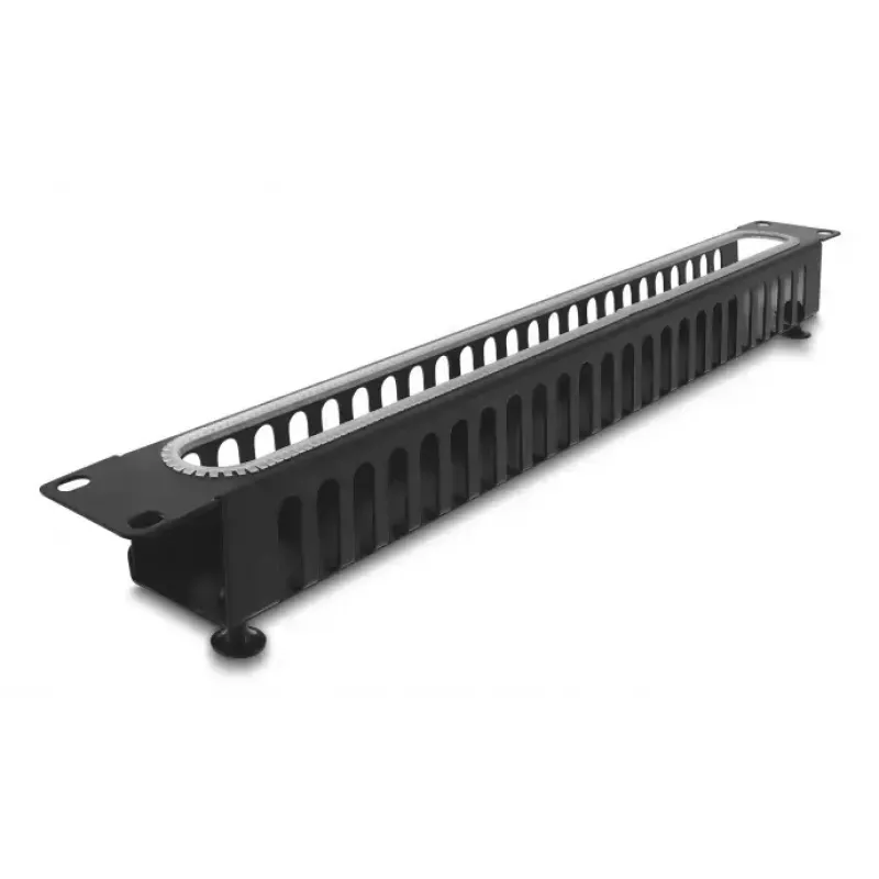 Pannello per gestione cavi DELOCK 67277 — acciaio, nero, accessorio rack 1HE