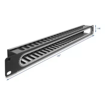 Pannello per gestione cavi DELOCK 67277 — acciaio, nero, accessorio rack 1HE