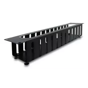 Pannello di gestione cavi DELOCK 67279 — accessorio rack in acciaio 2U, nero, apertura con protezione dei bordi