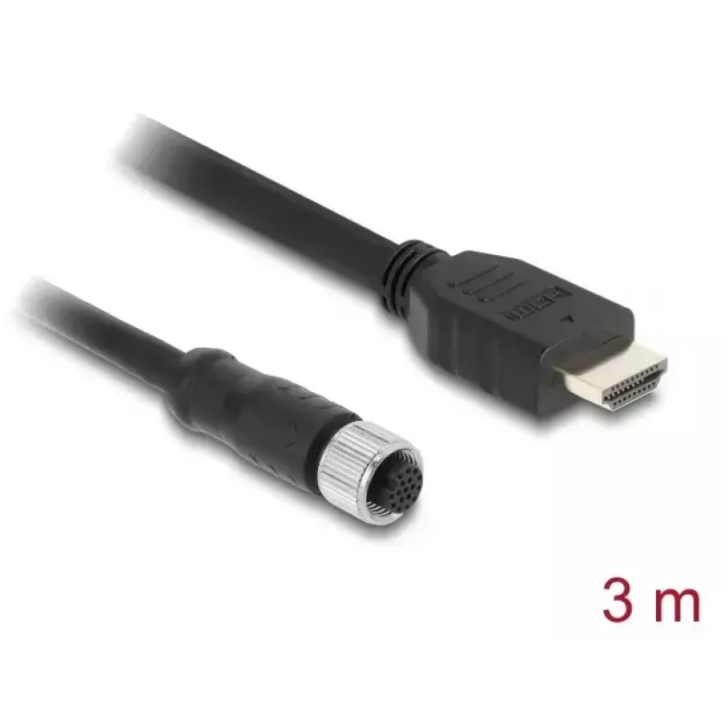 Cavo DELOCK M12 codifica A 17 poli (femmina) a HDMI (maschio) 3 m
