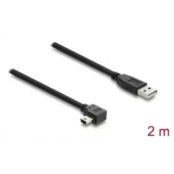 Cavo USB 2.0 DELOCK connettore maschio Type-A a connettore maschio Mini-USB-B angolare, 2 m, nero