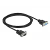 Delock Cavo null-modem RS-232, D-Sub 9 maschio-femmina, custodia connettore sottile, 2 m, nero