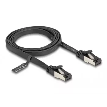 Cavo di rete DeLOCK RJ45 patch cable piatto connettore maschio su connettore maschio Cat.8.1 1 m nero