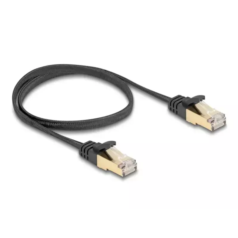 Cavo di rete DeLOCK RJ45 piatto 0,5 m Cat.6A nero