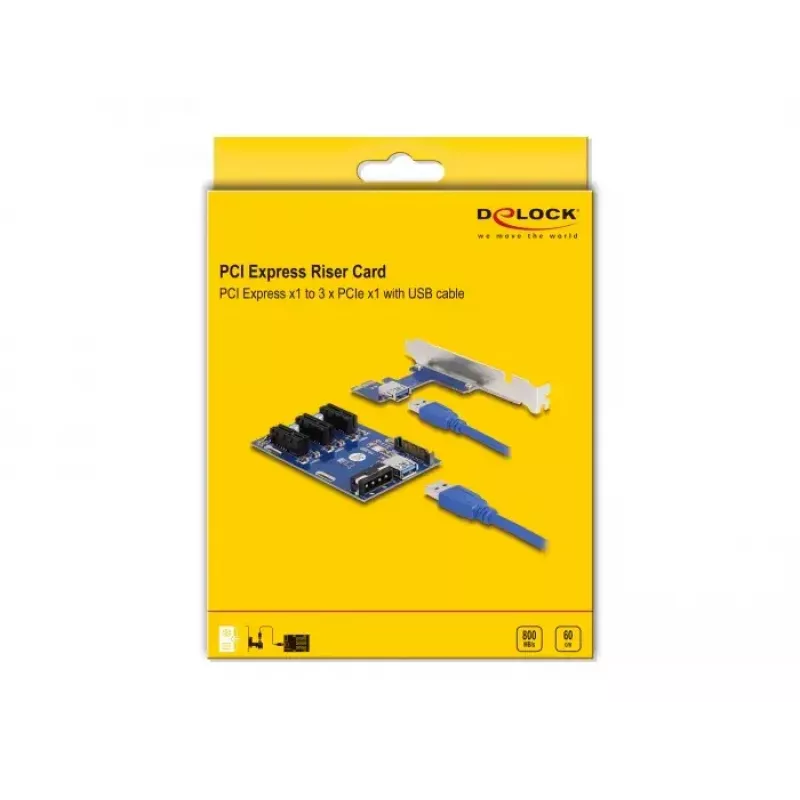 Riser card DeLOCK PCI Express x1 su 3 x PCIe x1 cavo USB 50 cm