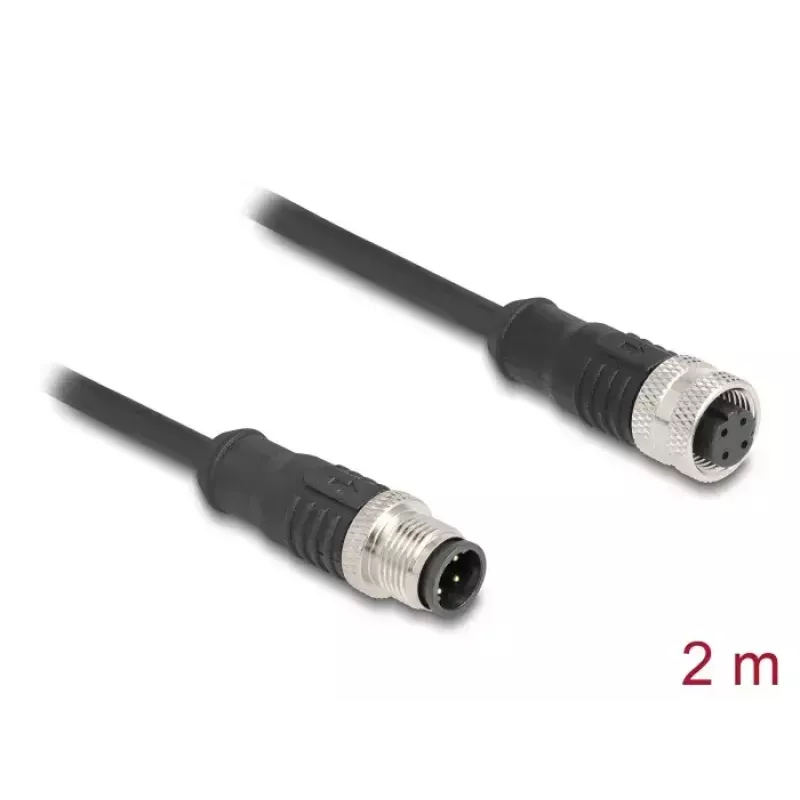 Cavo di rete DeLOCK M12 codifica D 4 poli maschio su femmina Cat5e 2 m nero