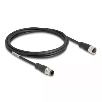 Cavo di rete DeLOCK M12 codifica D 4 poli maschio su femmina Cat5e 2 m nero