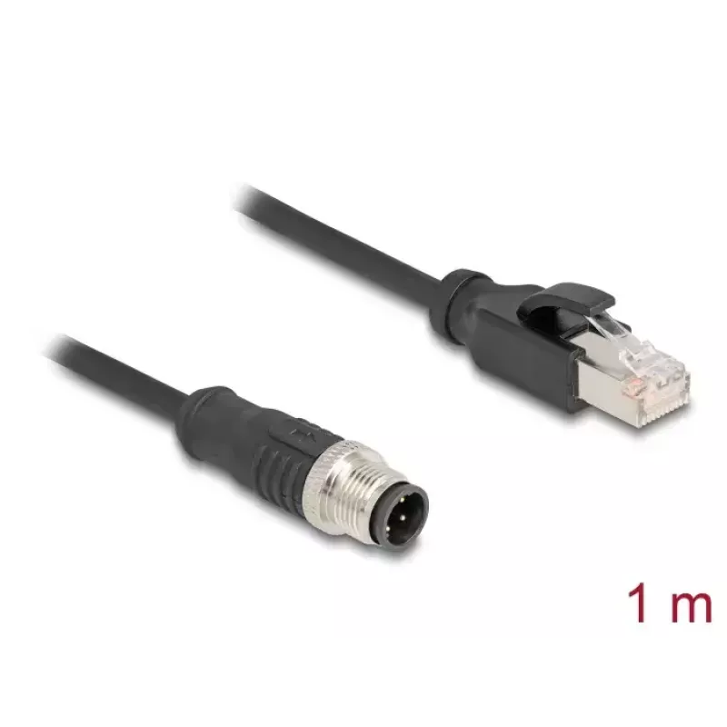 Cavo di rete DeLOCK M12 codifica D 4 poli maschio su RJ45 maschio Cat5e 1 m nero