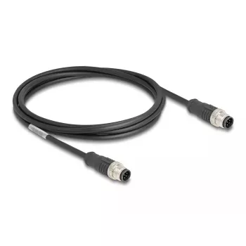 Cavo di rete DeLOCK M12 codifica A 8 poli maschio su maschio Cat5e 2 m nero