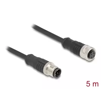 Cavo di rete DeLOCK M12 codifica D 4 poli maschio su femmina Cat5e 5 m nero