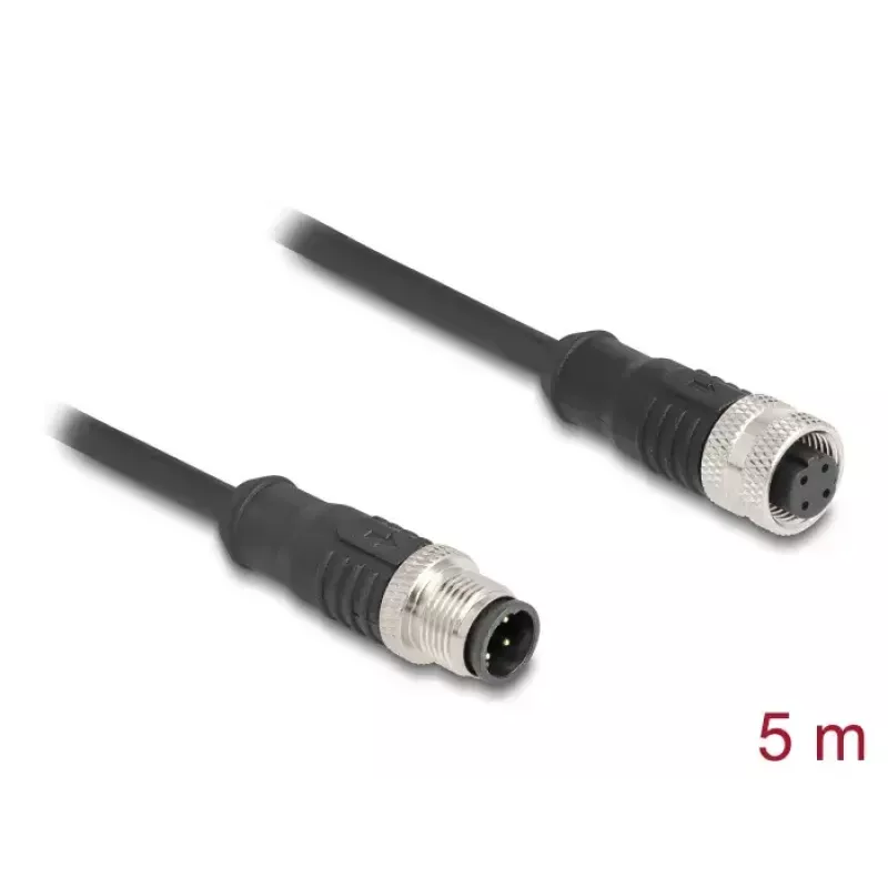 Cavo di rete DeLOCK M12 codifica D 4 poli maschio su femmina Cat5e 5 m nero