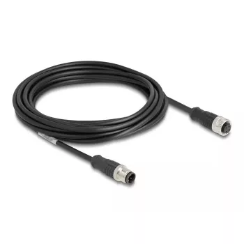 Cavo di rete DeLOCK M12 codifica D 4 poli maschio su femmina Cat5e 5 m nero