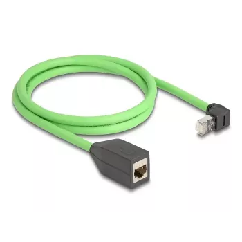 Cavo di rete DeLOCK RJ45 Cat.6A connettore maschio angolare verso l'alto su connettore femmina 1 m verde