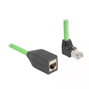 Cavo di rete DeLOCK RJ45 Cat.6A connettore maschio angolare verso l'alto su connettore femmina 1 m verde